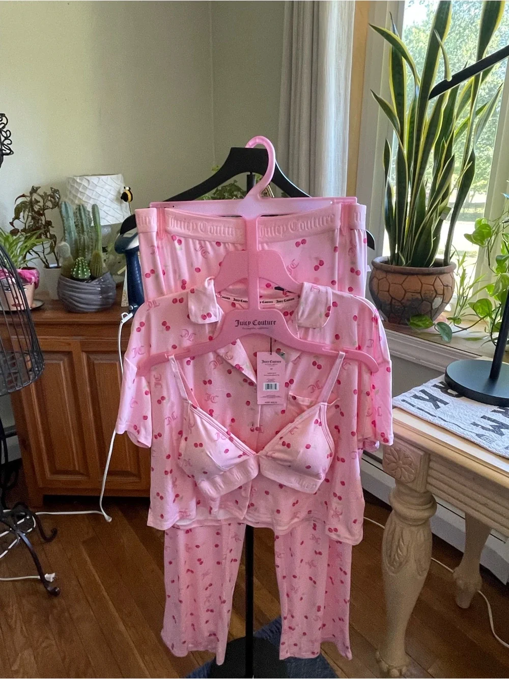 Juicy Couture Pink Cherry Pajama & Matching Bra Set